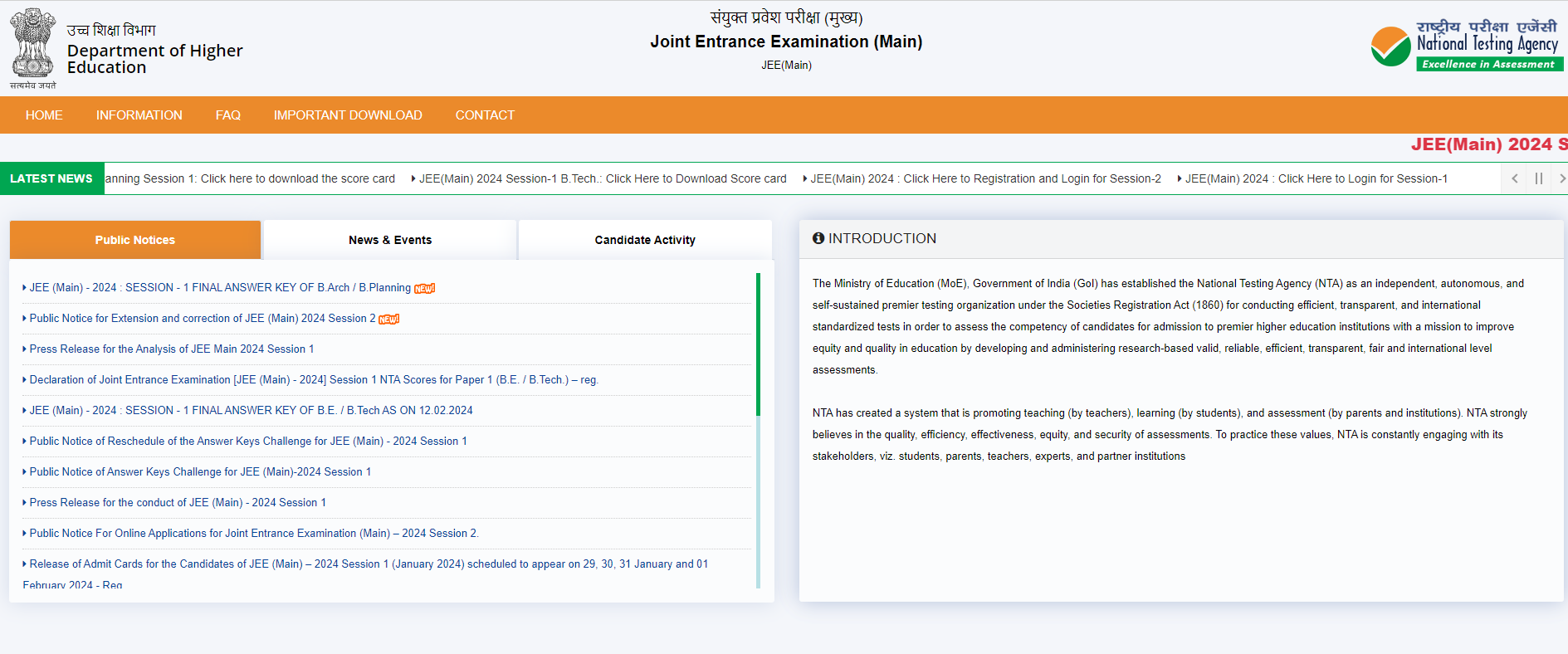 Download JEE Mains 2024 Scorecard