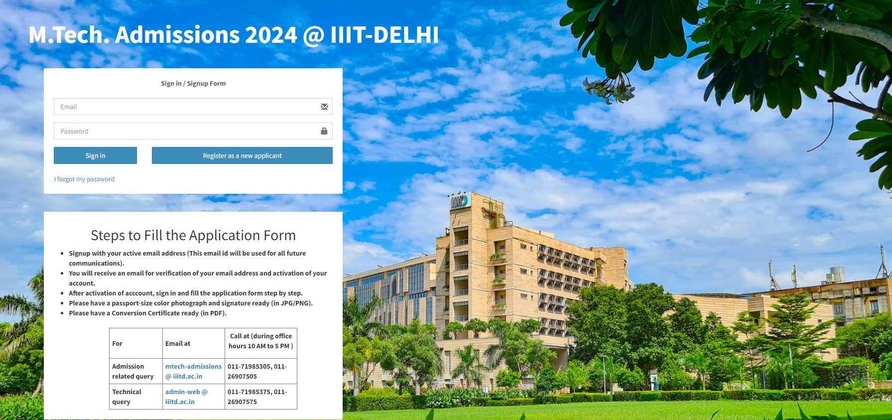 IIIT Delhi MTech Entrance Exam 2024 Application Form