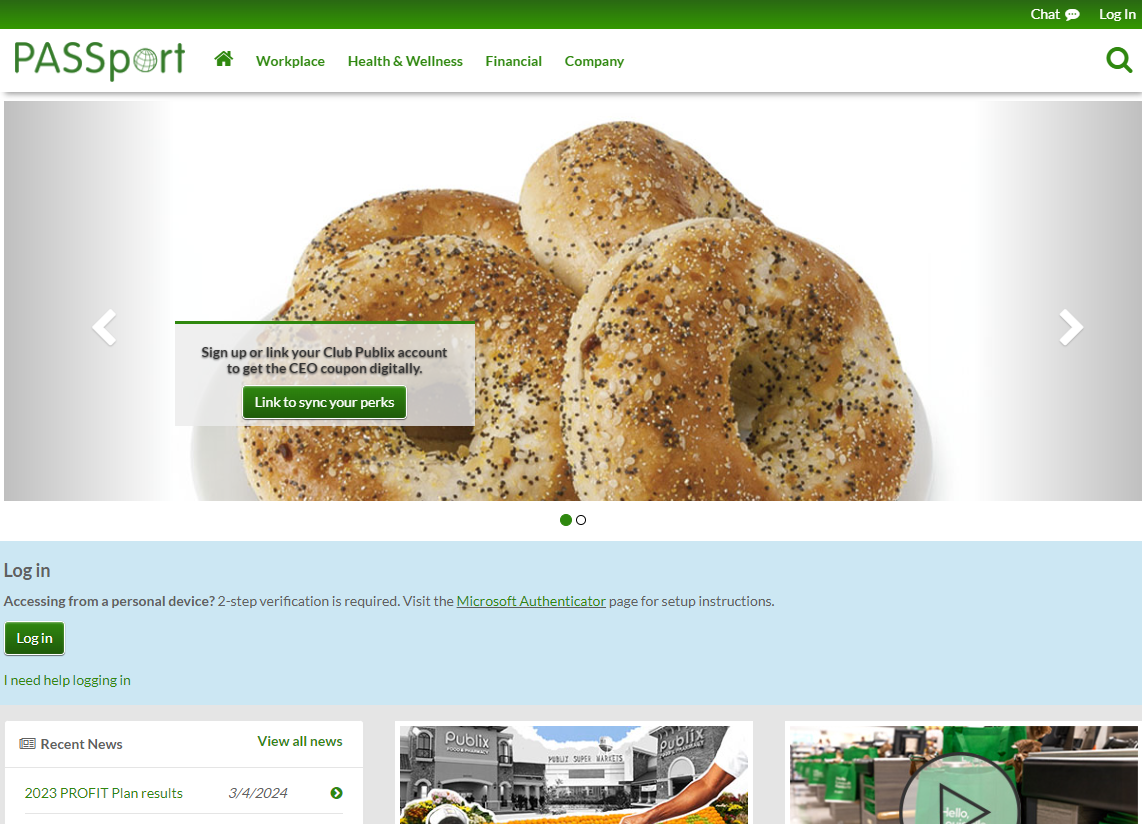 Publix Passport Login Page