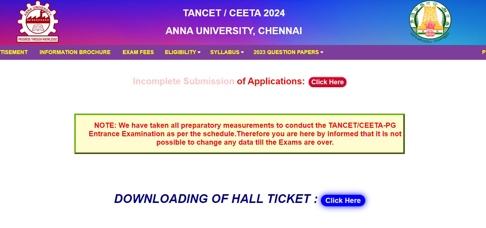 TANCET Hall Ticket 2024