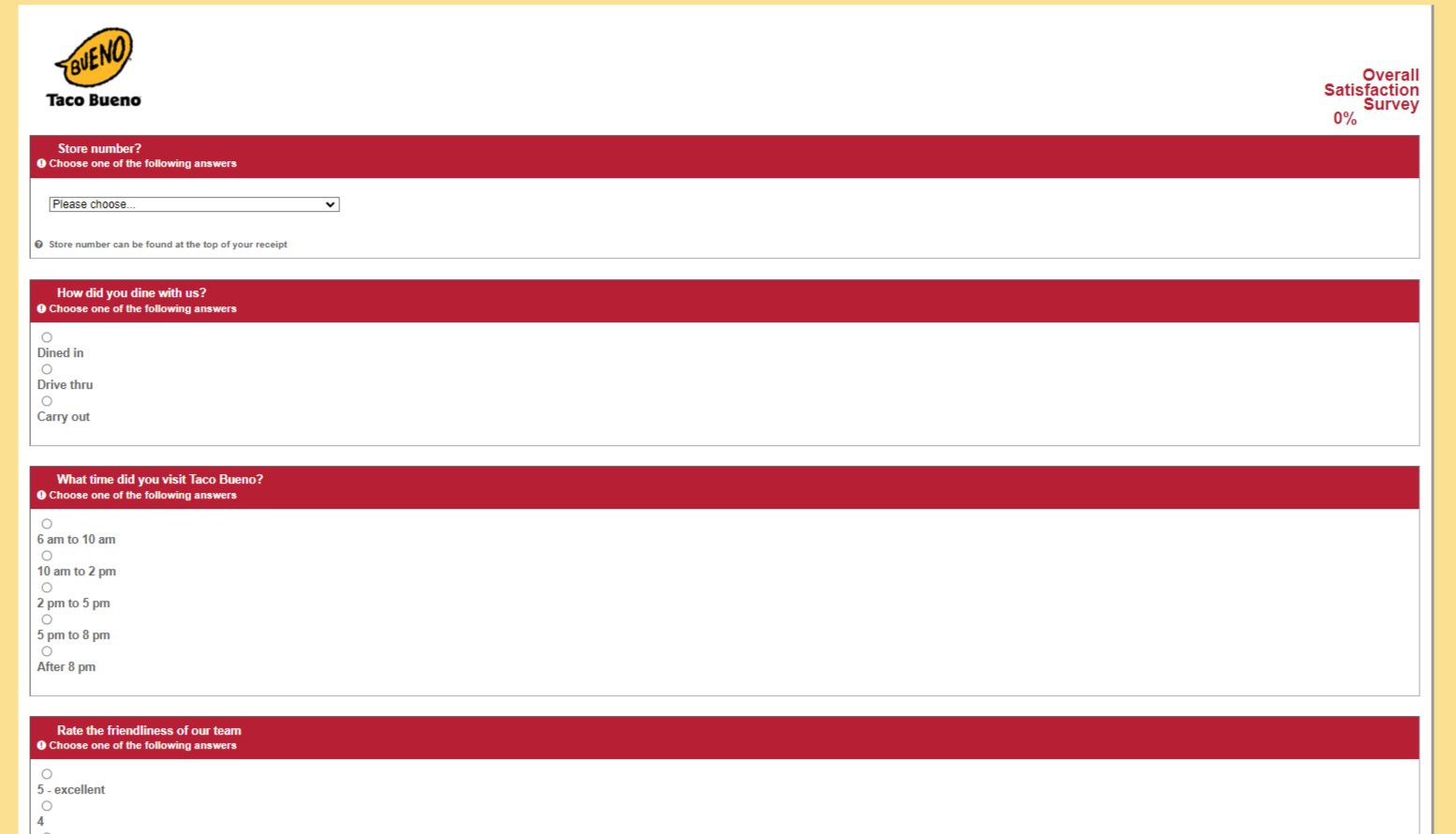 Taco Bueno Customer Survey