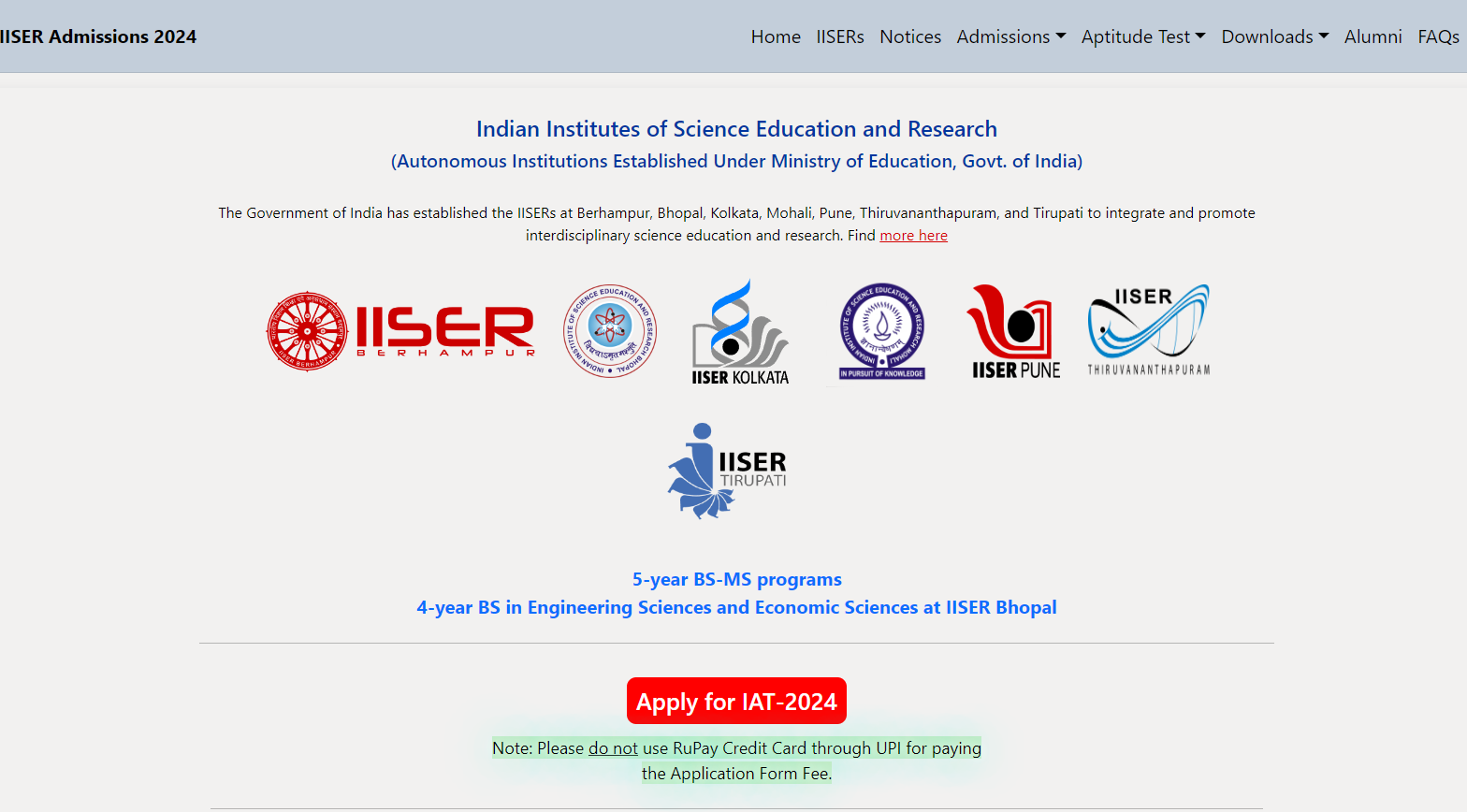 Apply for IISER 2024