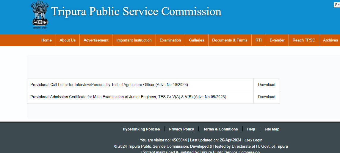 Download TPSC JE Mains Admit Card 2024