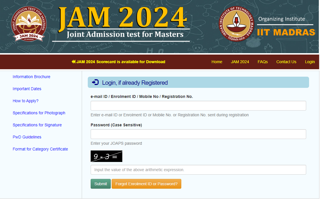 IIT JAM Scorecard 2024