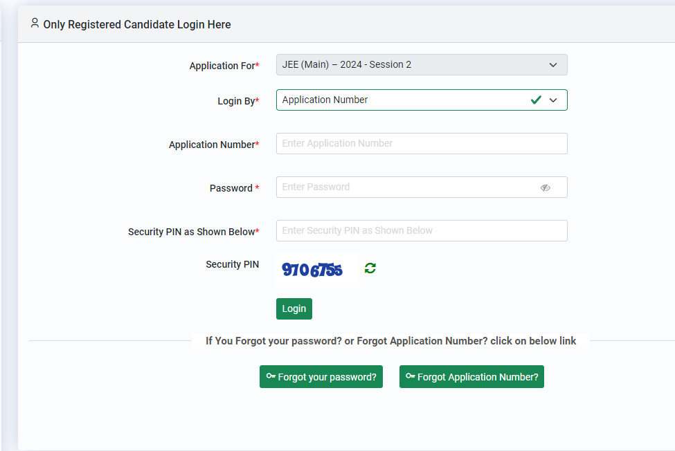 JEE(Main) 2024 Login for Session-2