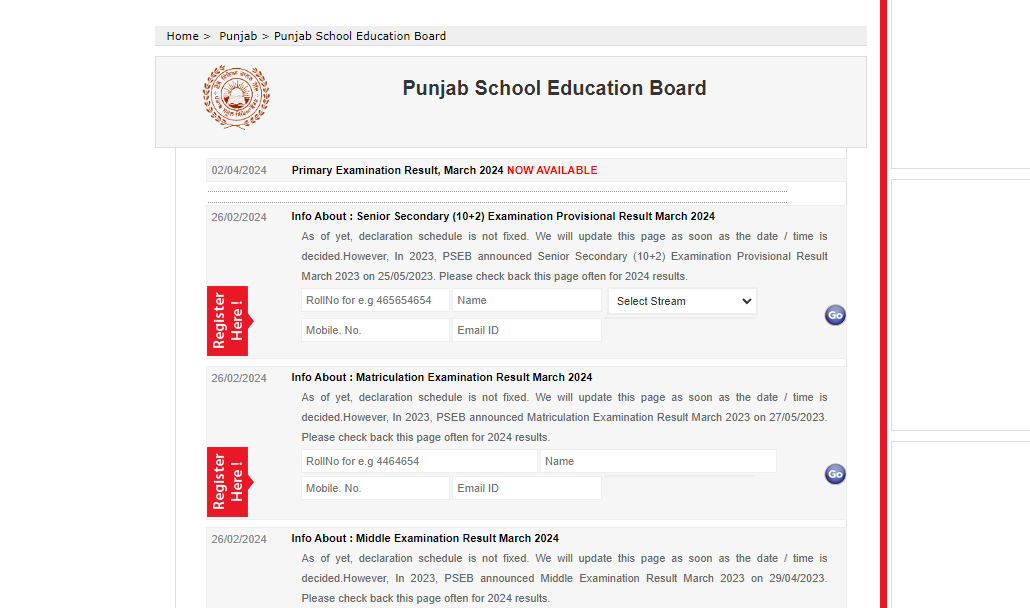 Punjab School Education Board class 5 results