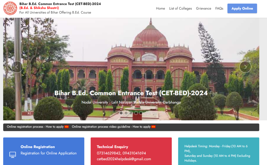 Bihar B. Ed CET 2024 Registration Open @biharcetbed-lnmu.in- How To ...