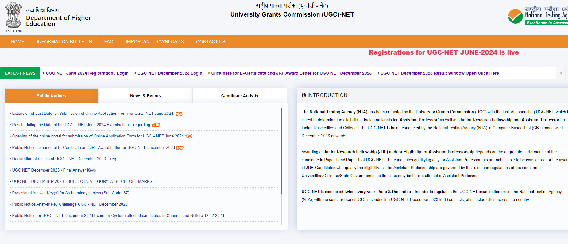 Apply for UGC NET 2024 June Exam