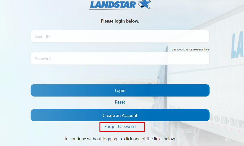 Landstar Forgot Password