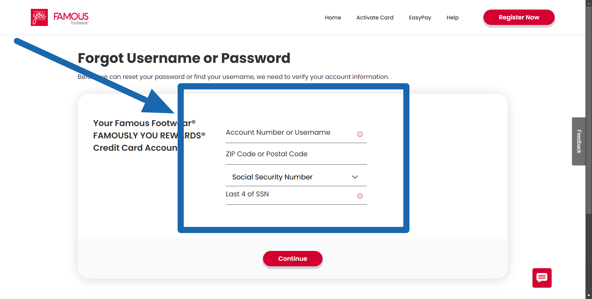 Fcc Forget Password Accnt Details