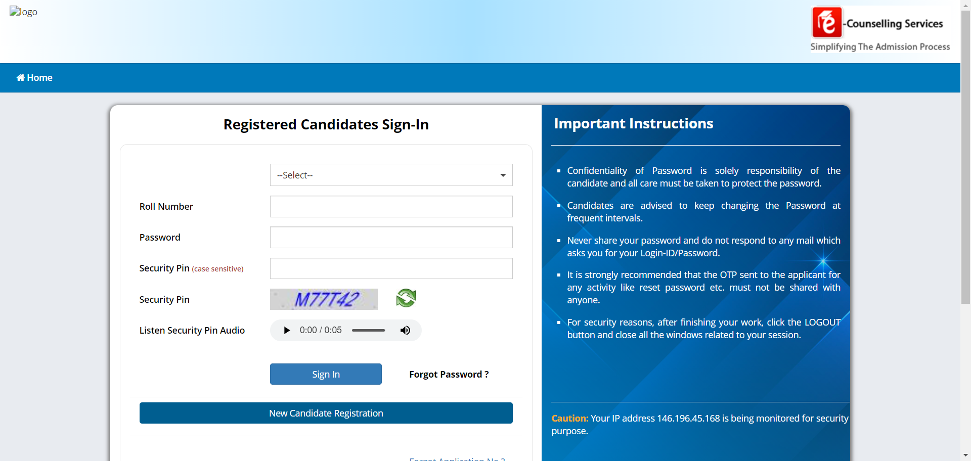 Candidate Activity Board steps to log in