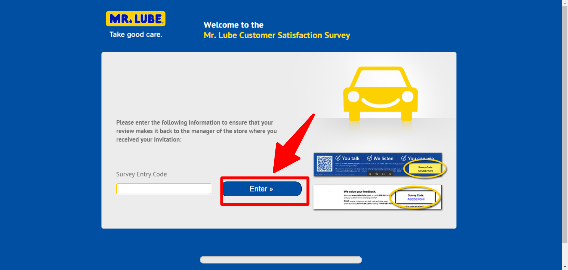 Take the Mr. Lube Survey at www.TellMrlube.Com – Win $1,000