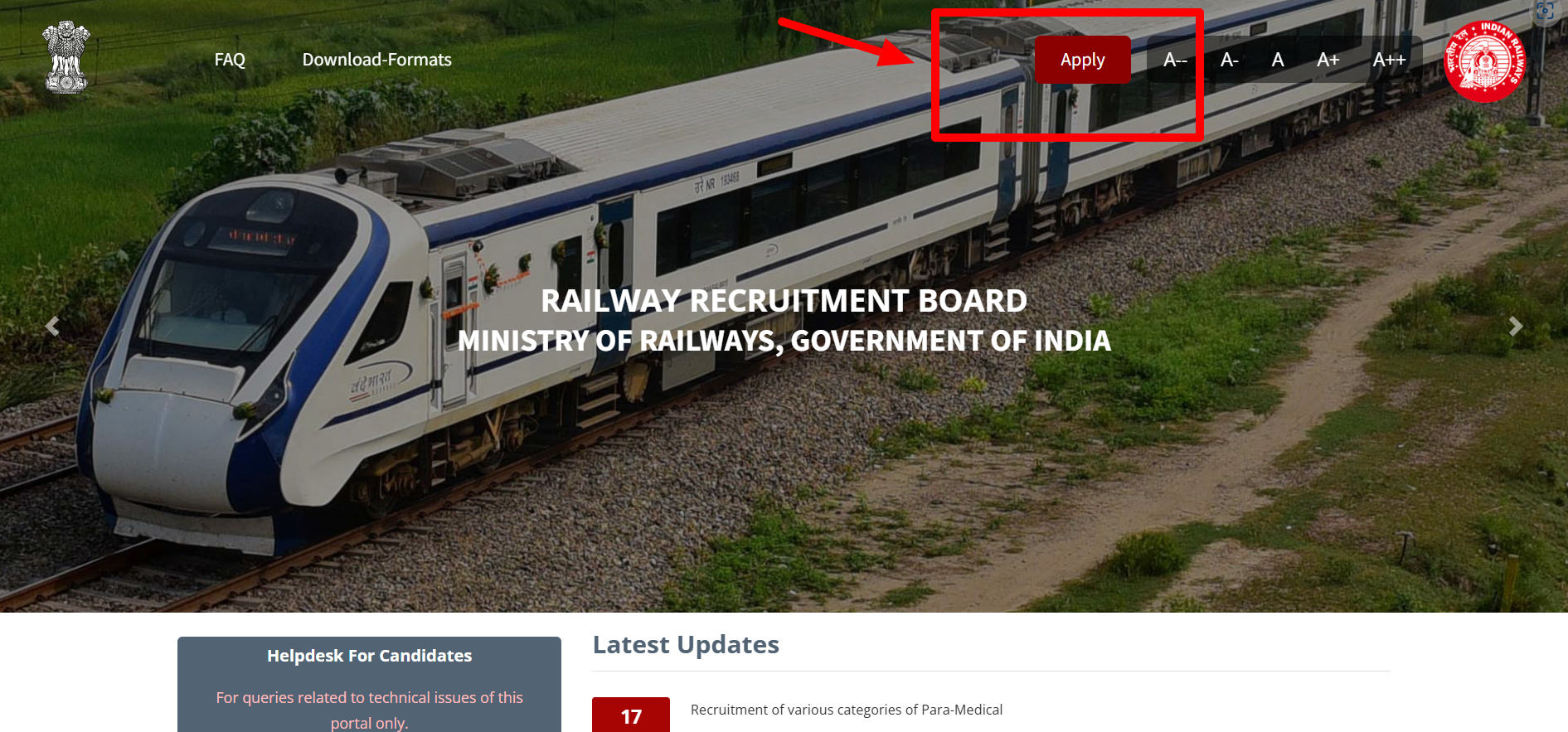 steps to Apply for RRB JE Recruitment 2024