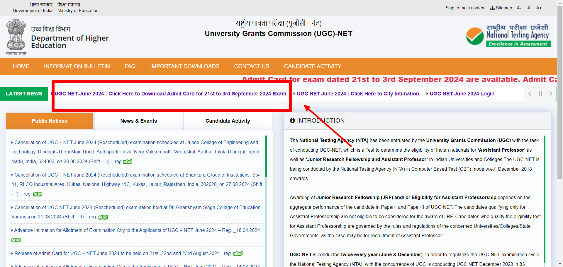 step 2 ugcnet admit card download