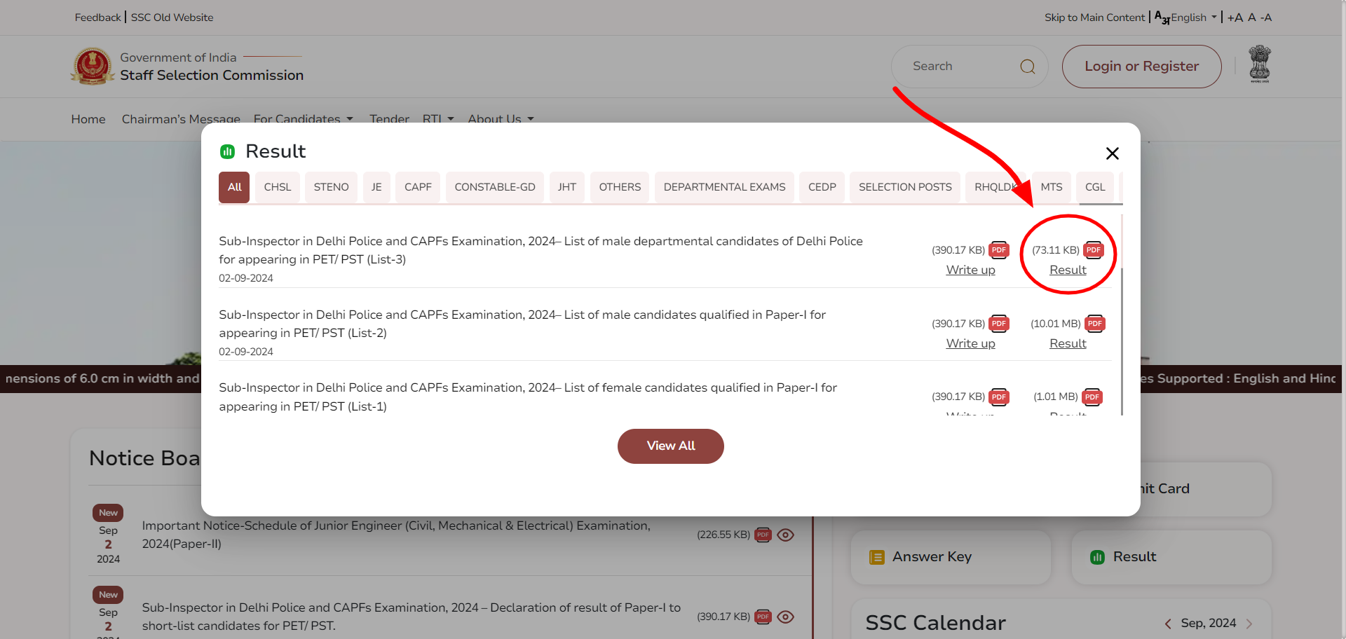 How to Check SSC CPO Result 2024