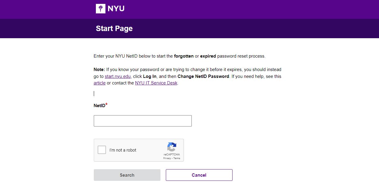 NYU Start Page