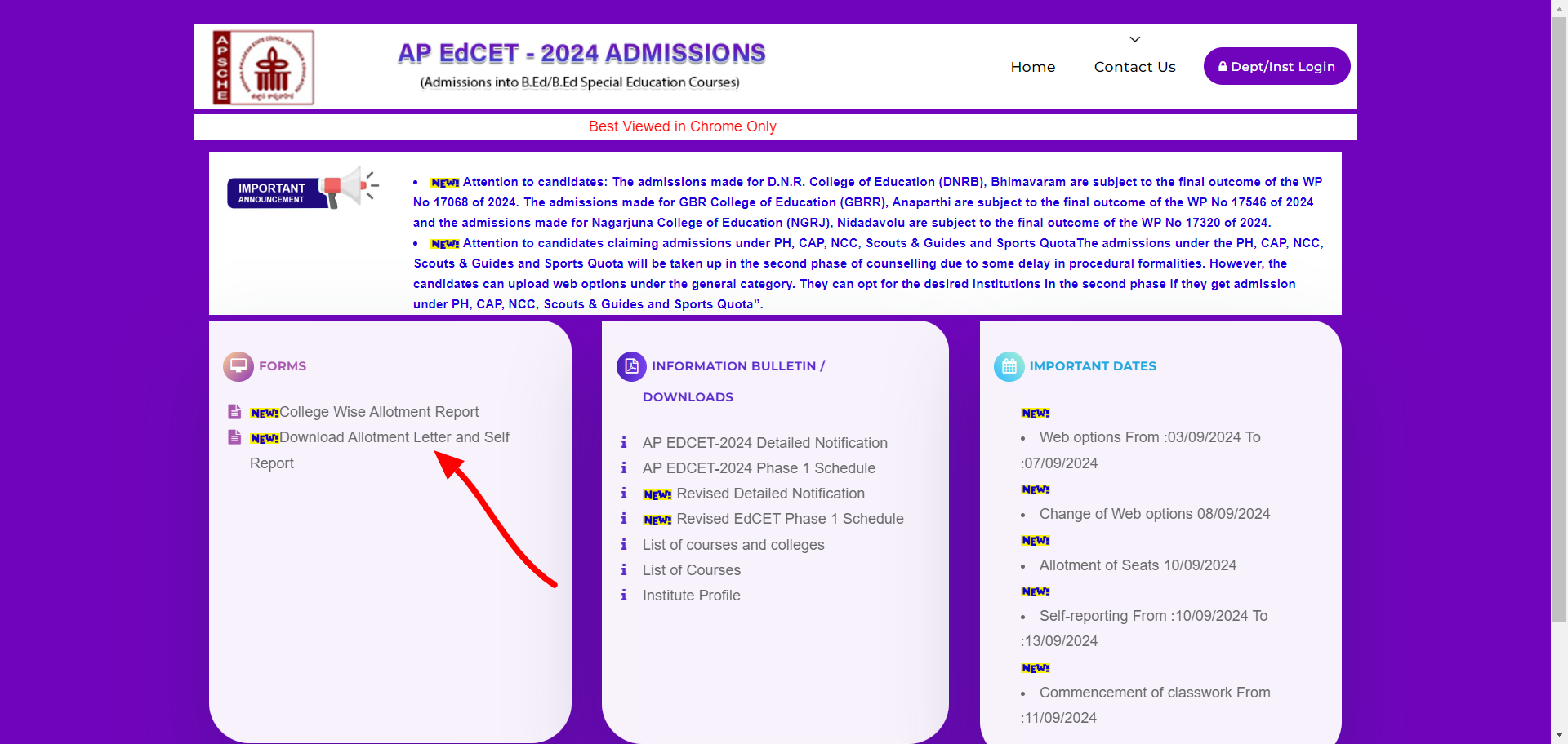 Steps to Check AP EDCET 2024 Round 1 Seat Allotment Result