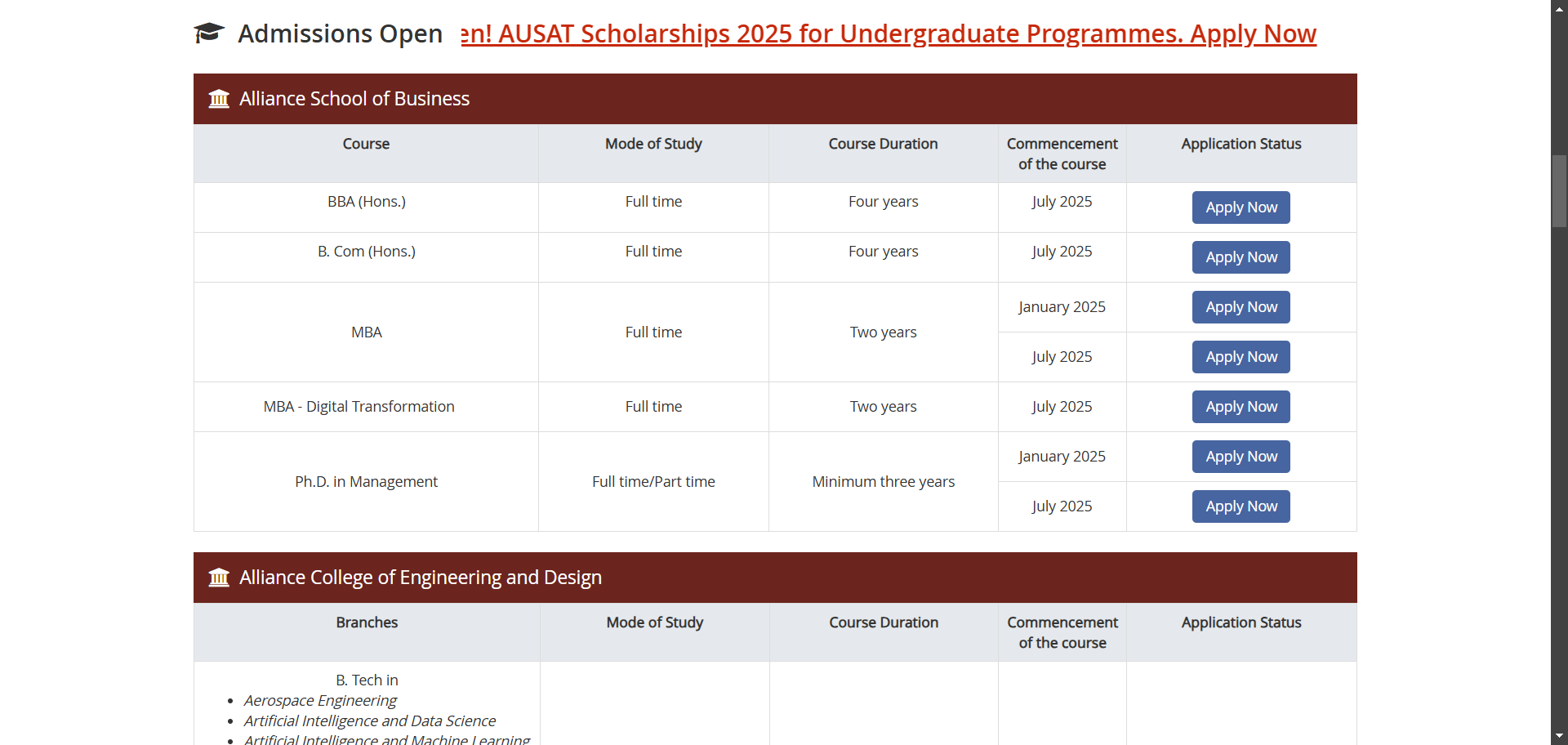 Alliance University Admission