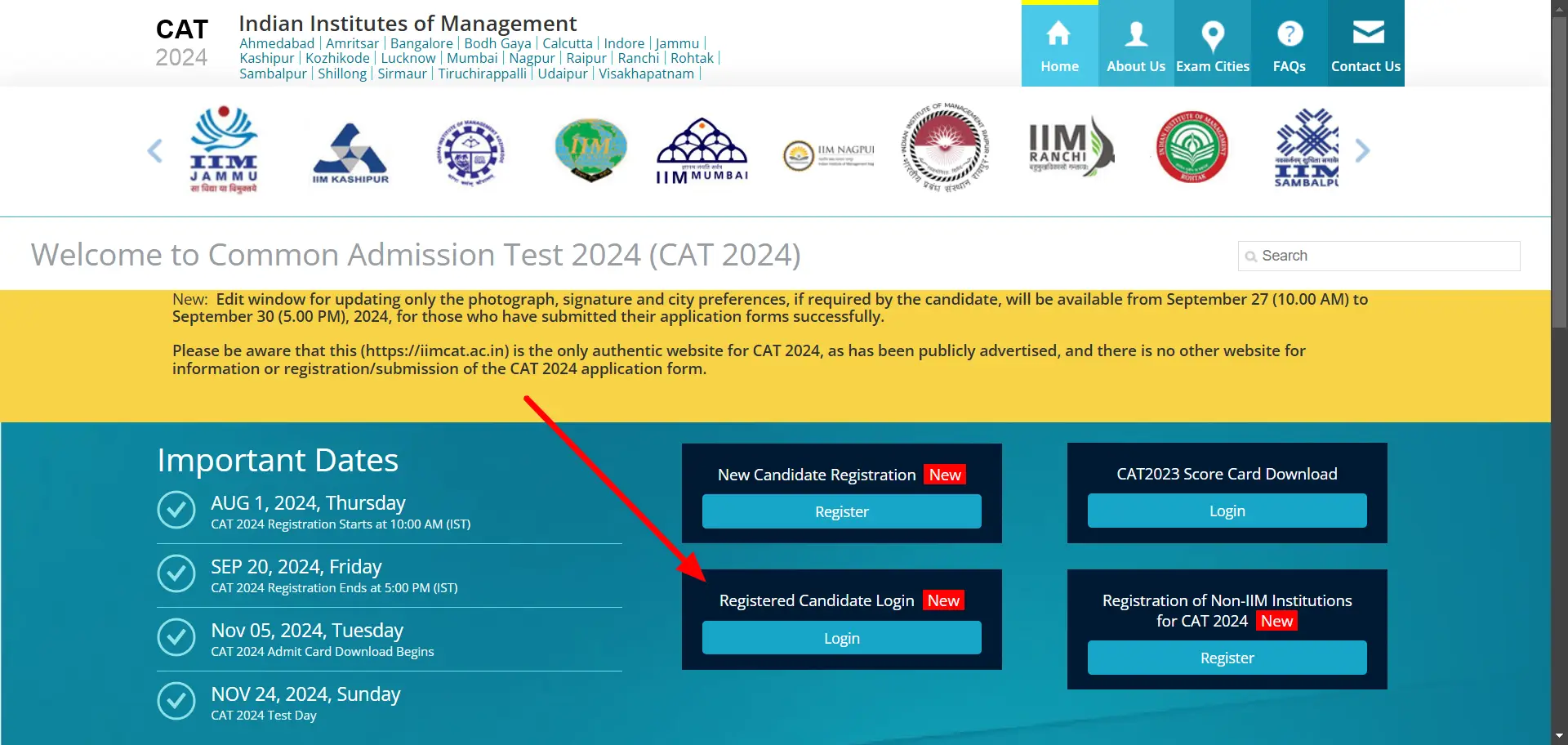 CAT Admit Card 2024 Download Steps