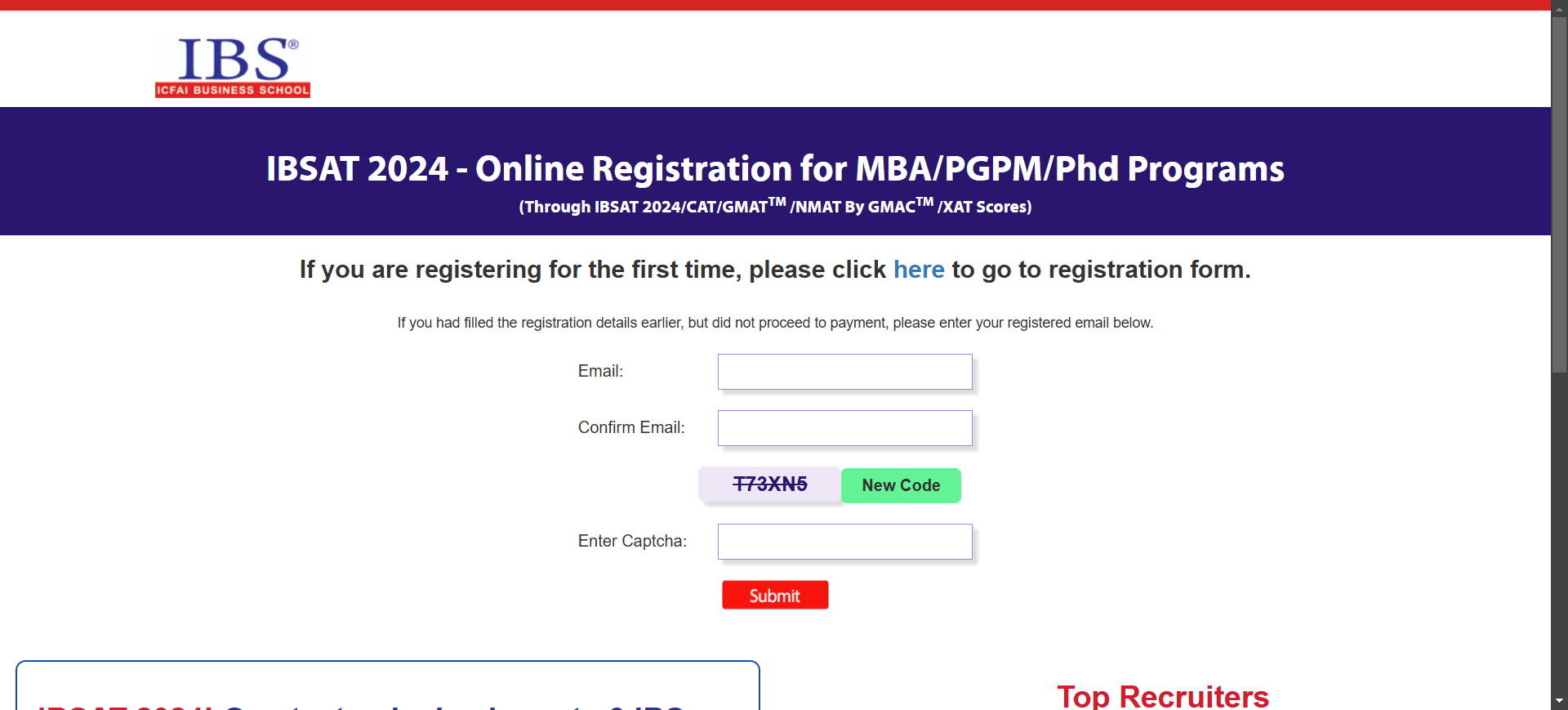 IBSAT 2024 scholarship registration page