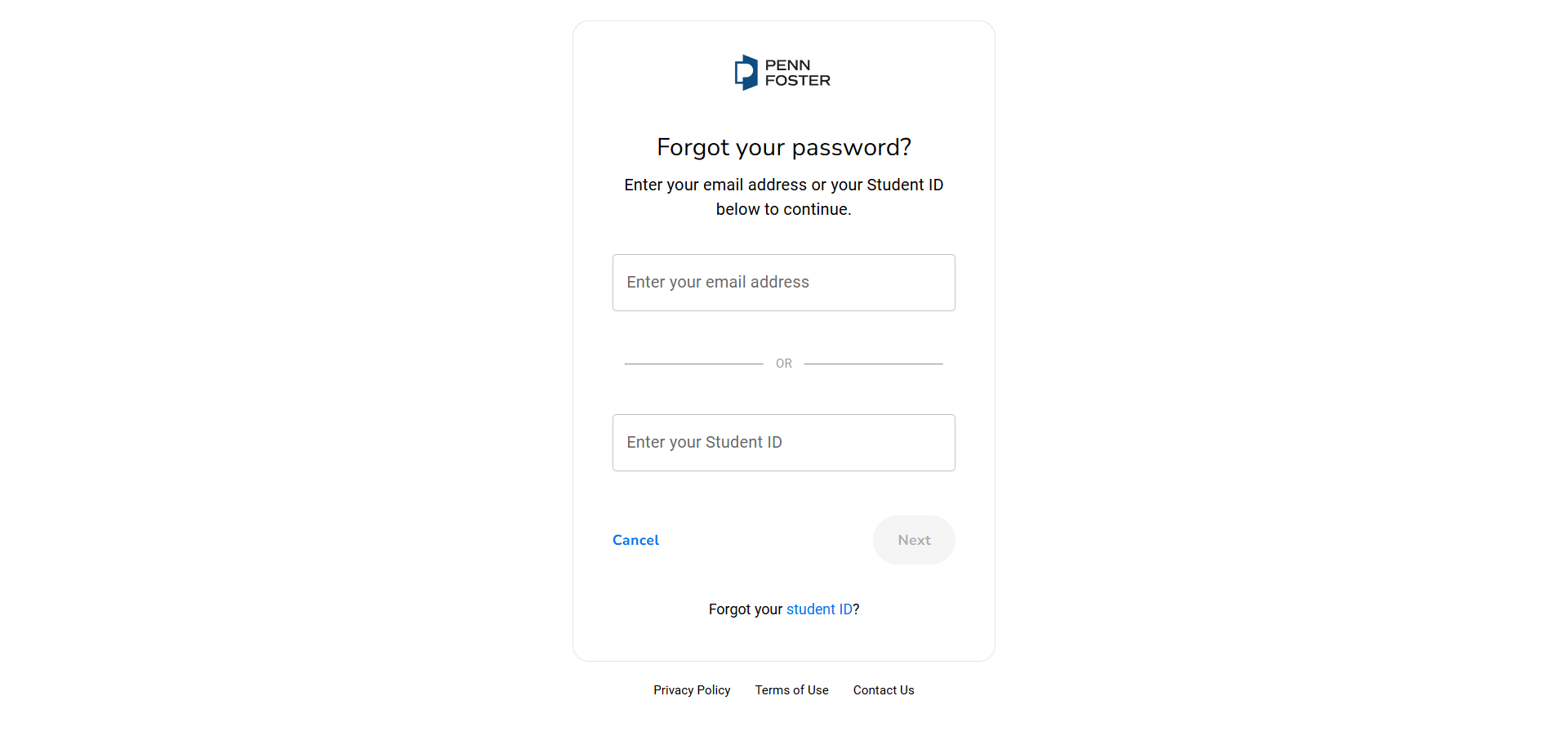 Reset your Penn Foster Student Portal Password