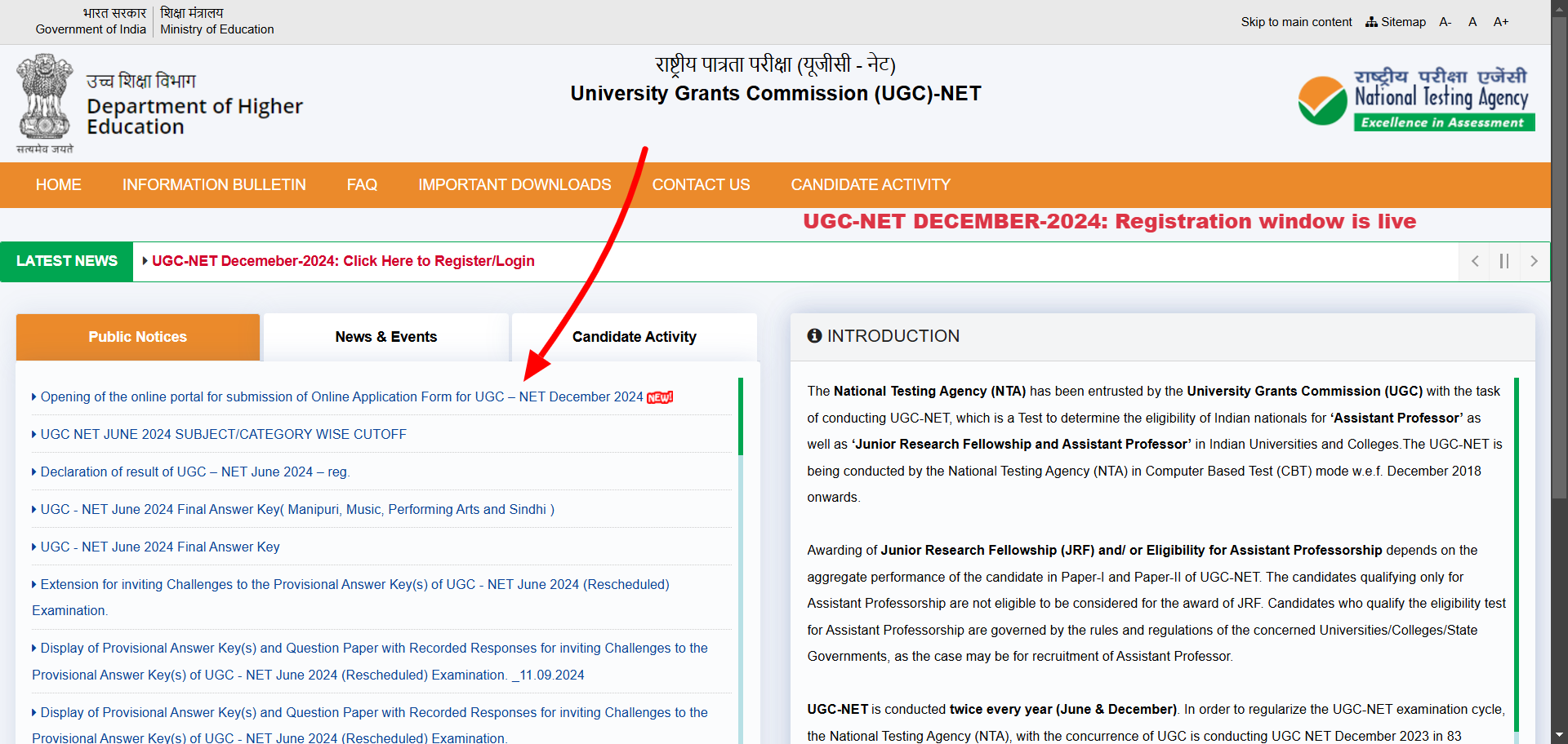 UGC NET 2024 notification download