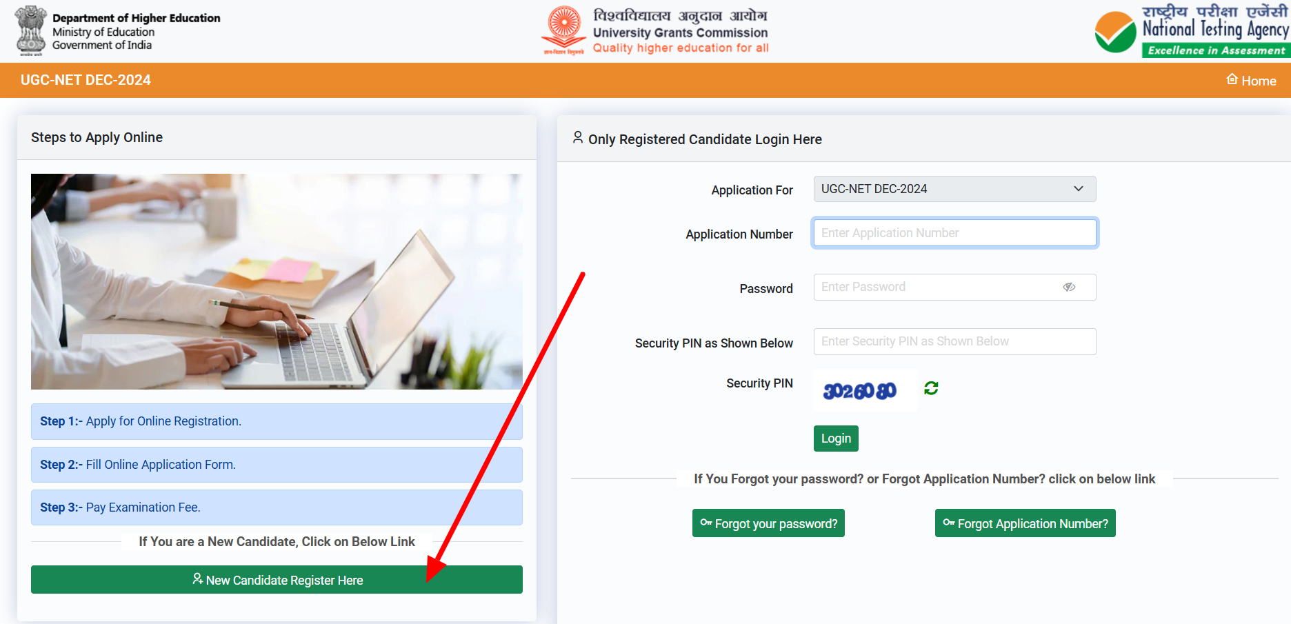 UGC NET 2024 Registration process for new candidate