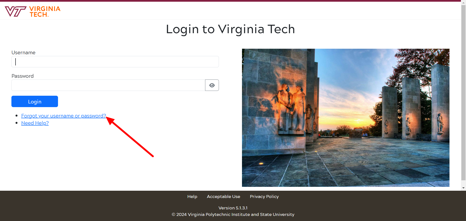 Virginia Tech Login forgot password