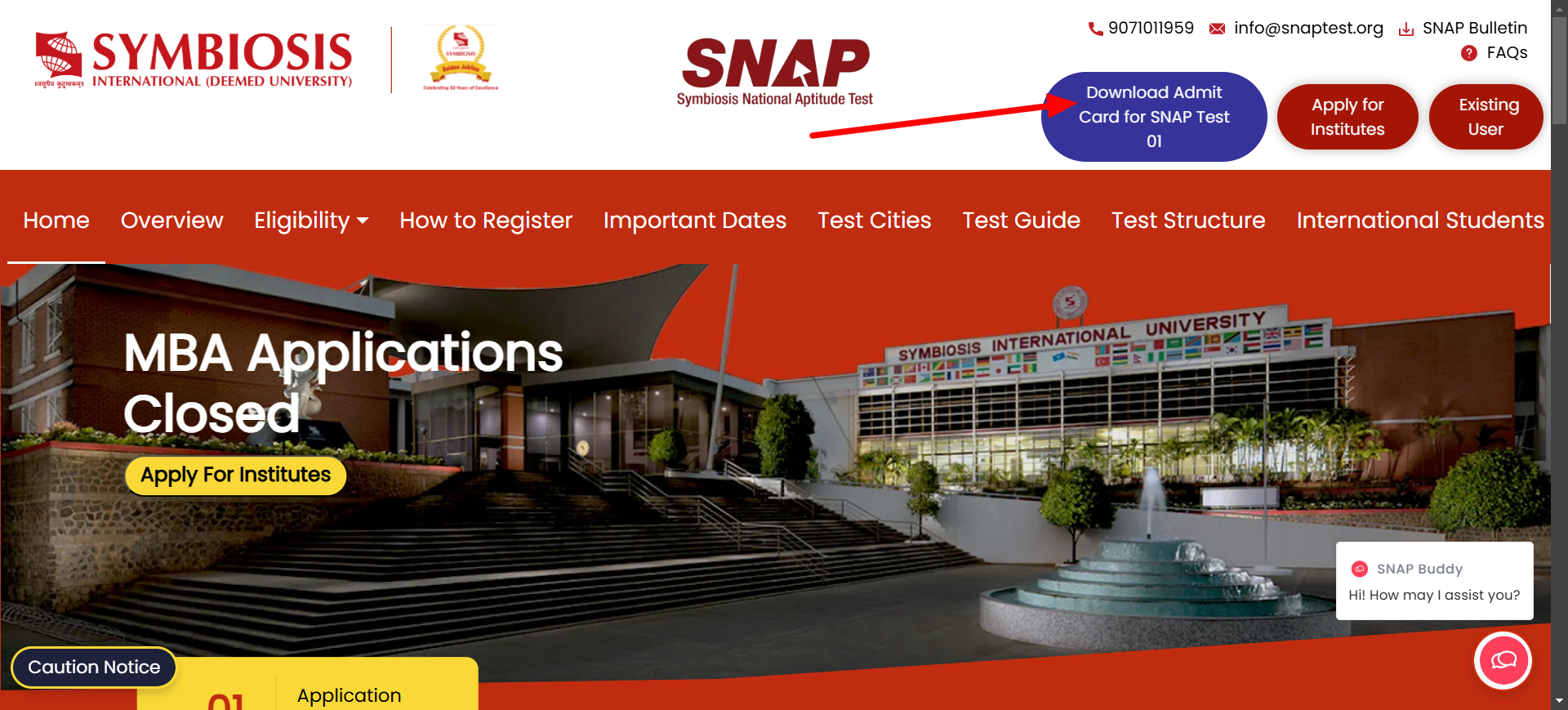 Download SNAP Admit Card