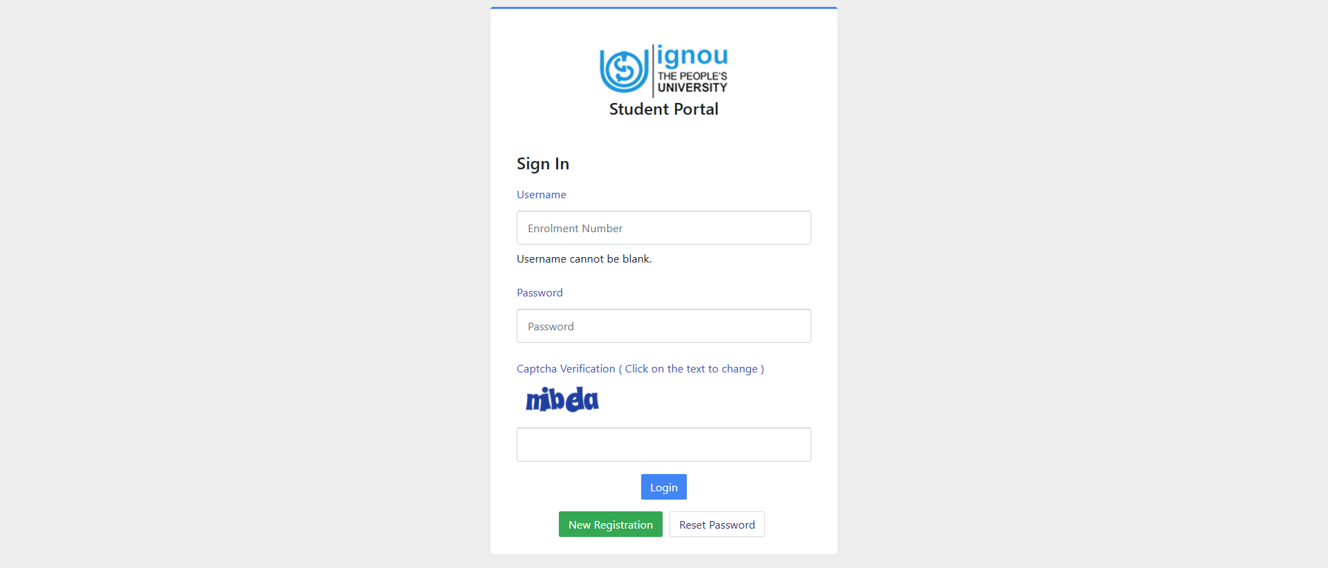 IGNOU Register Page