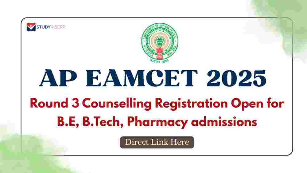 AP EAMCET 2025 Round 3 Counselling Registration Open for B.E, B.Tech, Pharmacy admissions; Direct Link Here
