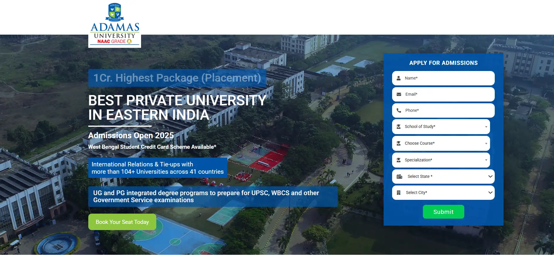 Adamas University Online Admission Portal