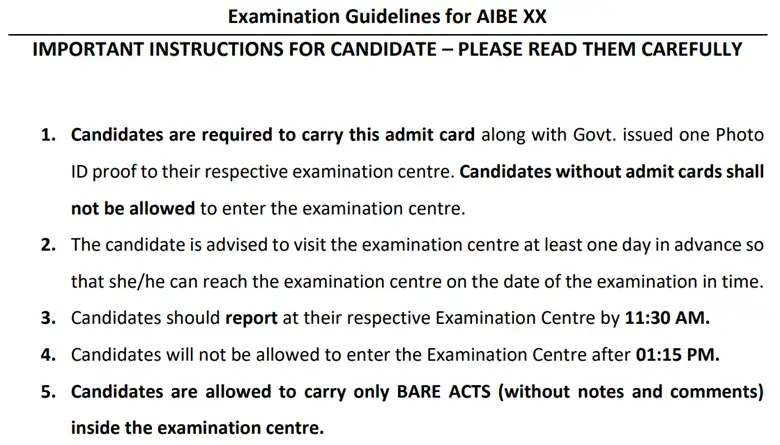 aibe-xx-examination-2025-guidelines