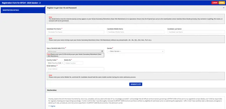 bitsat-2026-phase2-live-registration