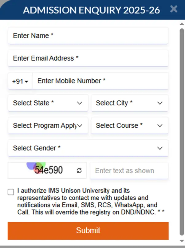 ims unison university admission portal