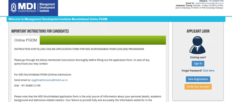 mdi-murshidabad-online-pgdm-admission-process