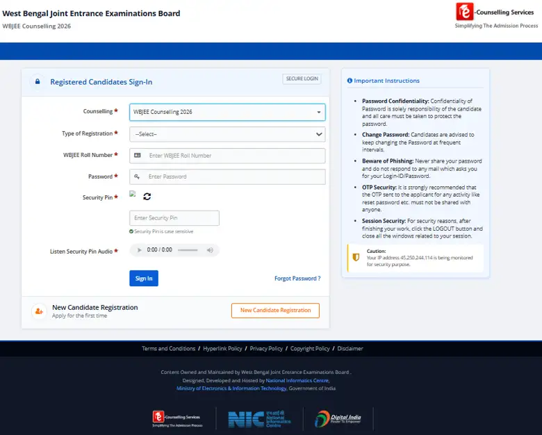 wbjee-2026-counselling-candidate-portal